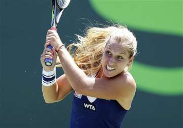 dominika cibulkova beats radwanska in sony open quarters.