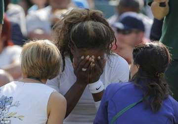 serena williams breaks down on court after being hit by virus