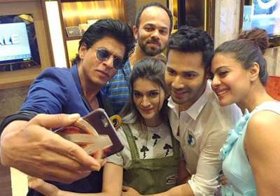 Shah Rukh Khan, Kajol and Rohit Shetty during the Sneak Preview of film ' Dilwale