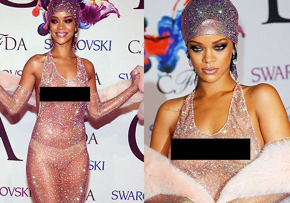 Rihanna Shocks The Crowd In Sheer See Through Dress At Fashion Icon 