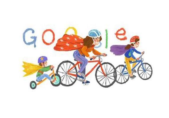 google doodles a super mom with super kids to celebrate