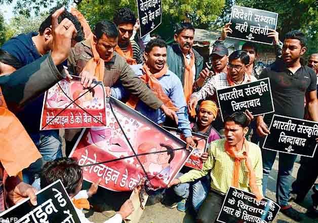 bajrang dal vhp men held for protesting valentine s day