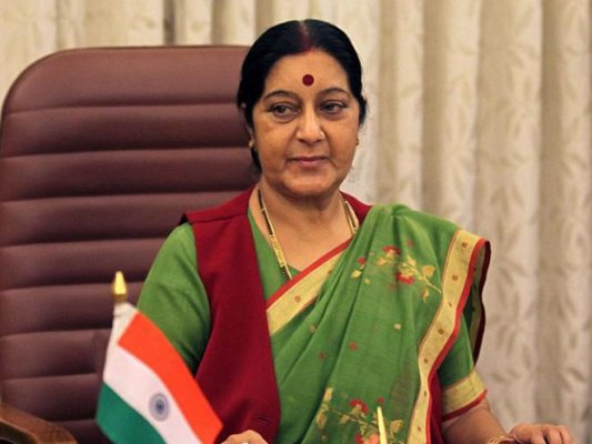 sushma swaraj exhorts bjp workers to ensure victory in