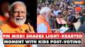 PM Modi shares light hearted moment with kids post voting in Ahmedabad | Lok Sabha Polls 2024