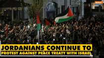 Jordanians continue to protest against peace treaty  near Israeli embassy in Amman | India TV  News