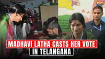 LS Polls 4th Phase: BJP's Madhavi Latha casts her vote at Amrita Vidyalayam Secunderabad, Telangana