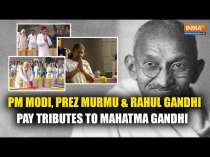 Gandhi Jayanti: PM Modi, President Murmu and Congress leader Rahul Gandhi pay tributes at Rajghat