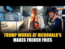 Donald Trump serves french fries at McDonald's in Pennsylvania in an attempt to troll Kamala Harris