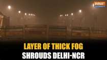 Delhi: Layer of thick fog shrouds national capital region, visibility reduced significantly