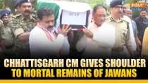 Chhattisgarh IED Blast: Cm Vishnu Deo Sai gives shoulder to mortal remains of martyred jawans