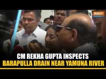 Delhi CM Rekha Gupta Inspects Barapullah Drain Near Yamuna River