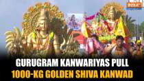 Kanwar Yatris From Gurugram Pull 1000-kg Golden Shiva Kanwar On Wheels During Pilgrimage
