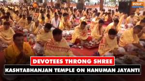 Devotees throng Shree Kashtabhanjan Dev Hanumanji Temple on occasion of Hanuman Jayanti in Gujarat