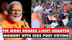 PM Modi shares light hearted moment with kids post voting in Ahmedabad 