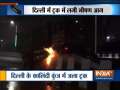 Truck catches fire after ramming into divider in Delhi