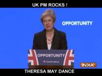 WATCH | British PM Theresa May dancing to the rhythms on stage in Birmingham at the conference