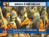 Hindu saints take a holy dip in river Ganga on the occasion of first ‘Shahi Snan’ at Kumbh Mela
