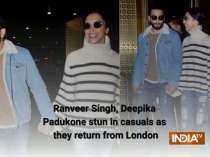 Ranveer Singh, Deepika Padukone stun in casuals as they return from London