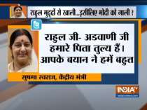 Sushma Swaraj slams Rahul Gandhi over his remark on LK Advani