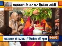 MP: Priyanka Gandhi offers prayers at Mahakal temple, to hold roadshow in Indore