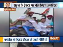 Watch: Rahul Gandhi drives tractor with Punjab CM Amarinder Singh