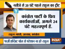 Congress President Rahul Gandhi asks party workers to be alert and not be disheartened by exit polls