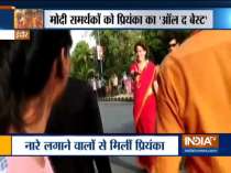 Priyanka Gandhi greets BJP supporters chanting 
