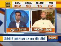 Asaduddin Owaisi reacts to his victory in Hyderabad