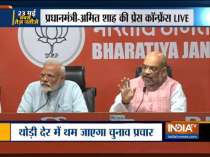 PM Narendra Modi and BJP President Amit Shah jointly address press conference at BJP HQ