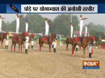 Indian army jawan perform yoga on horse in Saharanpur, UP