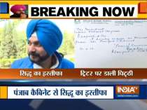 Navjot Singh Sidhu resigns as state Cabinet minister