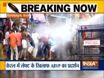 Police use water cannons on protesting ABVP workers in Kerala