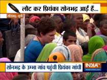 Priyanka Gandhi reaches Umbha village to meet familes of Sonbhadra massacre victims