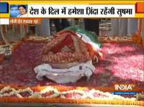 Former EAM Sushma Swaraj cremated with full state honours