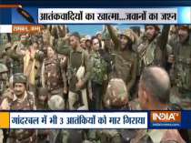 JK: Indian army jawans celebrate after eliminating  three terrorists in Batote town of Ramban district