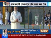 Delhi: PM Narendra Modi pays tribute to Mahatma Gandhi at Raj Ghat