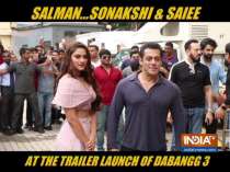 Salman Khan, Sonakshi Sinha and Saiee turn on the glamour quotient at Dabangg 3 trailer launch