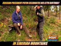 Russian President Vladimir Putin celebrates his 67th birthday in Siberian Mountains