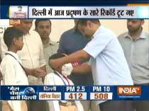 Delhi Pollution: CM Arvind Kejriwal distributes masks to school students