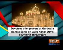 Devotees offer prayers at Gurdwara Bangla Sahib on Guru Nanak Dev