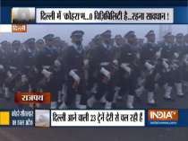 Delhi: Soldiers rehearse for Republic Day parade amid dense fog at Rajpath