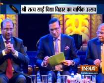 India TV Editor-in-chief and Chairman Rajat Sharma attends annual function of Sathya Sai Vidya Vihar in Indore