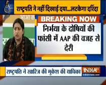 Union Minister Smriti Irani blames AAP for delay in execution of Nirbhaya