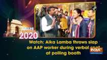 Watch: Alka Lamba throws slap on AAP worker during verbal spat at polling booth