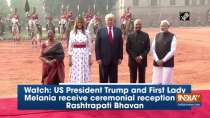 US President Trump and First Lady Melania receive ceremonial reception at Rashtrapati Bhavan