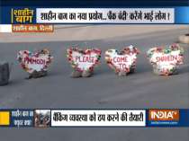 Protesters at Shaheen Bagh made heart-shaped cutouts with 