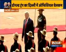 US President Donald Trump inspects the Guard of Honour at Rashtrapati Bhavan
