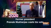 Former president Pranab Mukherjee casts his vote