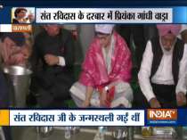 Priyanka Gandhi greets Bhim Army chief during her visit to Ravidas temple in Varanasi