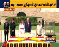 US President Donald Trump & First Lady Melania Trump pay tribute to Mahatma Gandhi at Raj Ghat